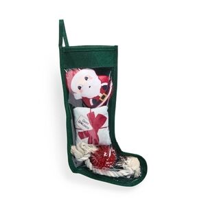 Merry Makings Green Medium 4-piece prestuffed Holiday Pet Stocking Dog T…